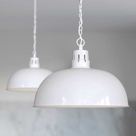 Berwick Rustic Dome Pendant Light Pure White - Soho Lighting