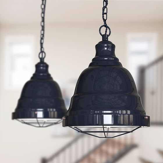 Ganton Cage Vintage Pendant Light Squid Ink Dark Blue - Soho Lighting