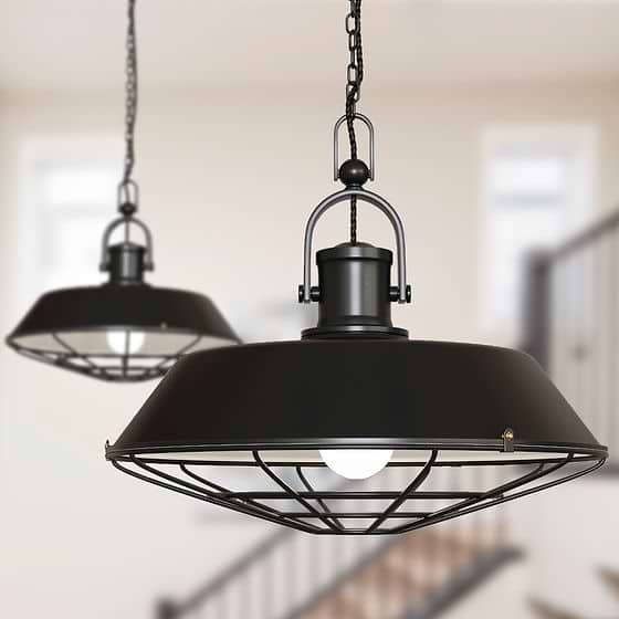 Brewer Cage Industrial  Pendant Light Matt Black - Soho Lighting