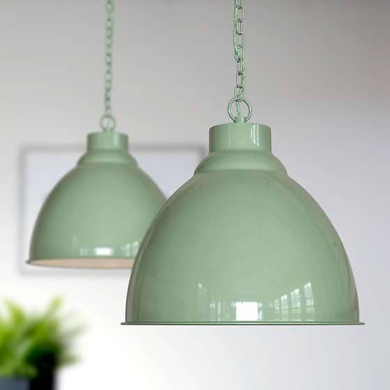 Oxford Vintage Pendant Light Chalk Mint Green - Soho Lighting