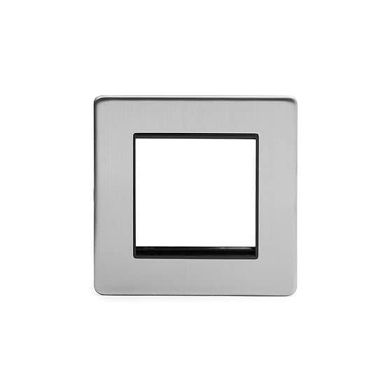 The Lombard Collection Brushed Chrome Black Insert 2 x25mm EM-Euro Module Faceplate
