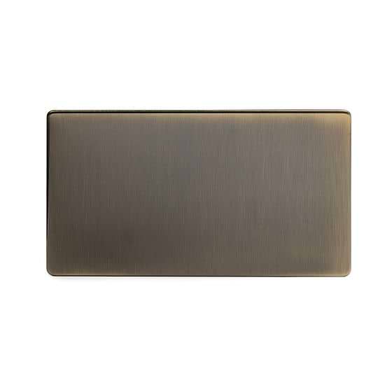 The Charterhouse Collection Aged Brass metal 2 Gang Blanking Plate Screwless
