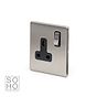 The Lombard Collection Brushed Chrome 1 Gang DP Socket Black Ins 13A Screwless