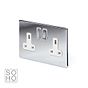 The Finsbury Collection Polished Chrome 2 Gang DP Socket White Ins 13A Screwless