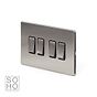 The Lombard Collection Brushed Chrome 4 Gang 2 Way 10A Light Switch Blk Ins Screwless