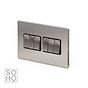 The Lombard Collection Brushed Chrome 6 Gang 2 Way 10A Light Switch Blk Ins Screwless