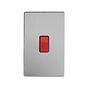 The Lombard Collection Brushed Chrome 45A 1 Gang Double Pole Switch Double Plate Blk Ins Screwless