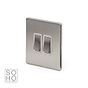 The Lombard Collection Brushed Chrome 2 Gang 2 Way 10A Light Switch Wht Ins Screwless