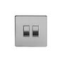 The Lombard Collection Brushed Chrome 2 Gang 2 Way 10A Light Switch Wht Ins Screwless