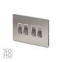 The Lombard Collection Brushed Chrome 4 Gang 2 Way 10A Light Switch Wht Ins Screwless