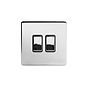 The Finsbury Collection Polished Chrome 2 Gang 2 Way 10A Light Switch Blk Ins Screwless