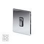 The Finsbury Collection Polished Chrome 1 Gang Intermediate Switch Black Ins 10A Screwless