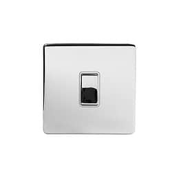 Polished Chrome 10A 1 Gang 2 Way Switch With White insert