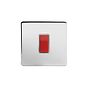 The Finsbury Collection Polished Chrome 45A 1 Gang Double Pole Switch Single Plate Wht Ins Screwless