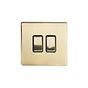 The Savoy Collection Brushed Brass 2 Gang Intermediate Switch Black Ins 10A Screwless