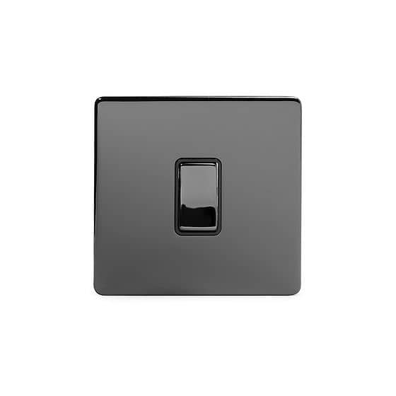 The Connaught Collection Black Nickel 1 Gang 2 Way 10A Light Switch Blk Ins Screwless