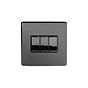 The Connaught Collection Black Nickel 3 Gang 2 Way 10A Light Switch Blk Ins Screwless