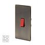The Charterhouse Collection Aged Brass 45A 1 Gang Double Pole Switch Double Plate Blk Ins Screwless