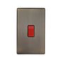 The Charterhouse Collection Aged Brass 45A 1 Gang Double Pole Switch Double Plate Blk Ins Screwless