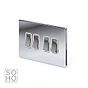 The Finsbury Collection Polished Chrome 4 Gang Intermediate Switch Wht Ins Screwless