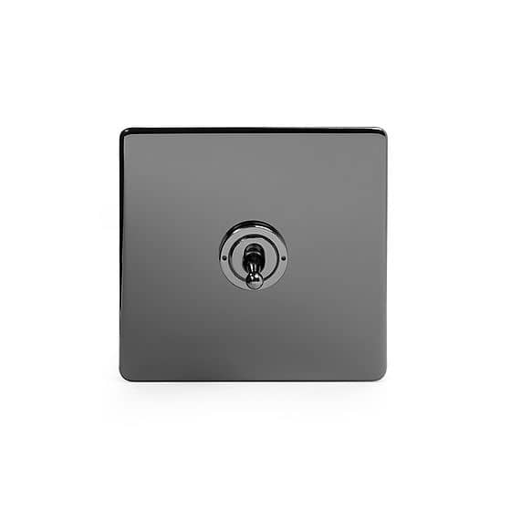 The Connaught Collection Black Nickel 1 Gang 2 Way Toggle Switch Screwless
