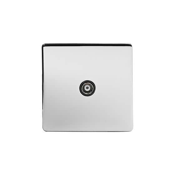 The Finsbury Collection Polished Chrome TV Coaxial Aerial Socket Black Ins Screwless