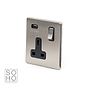 The Lombard Collection Brushed Chrome 1 Gang Single USB-A Socket Blk Ins Screwless