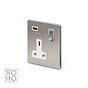 The Lombard Collection Brushed Chrome 1 Gang Single USB-A Socket Wht Ins Screwless