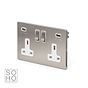 The Lombard Collection Brushed Chrome 2 Gang Double 3.1 Amp USB-A Socket Wht Ins Screwless