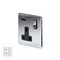 The Finsbury Collection Polished Chrome 1 Gang Single USB-A Socket Blk Ins Screwless