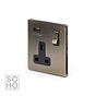 The Charterhouse Collection Aged Brass 1 Gang Single USB-A Socket Blk Ins Screwless