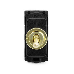The Savoy Collection Brushed Brass 20A 1 Way Retractive CM-Grid Toggle Switch Module