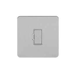 Soho Lighting Brushed Chrome Flat Plate 13A Unswitched Fuse Connection Unit Wht Ins Screwless