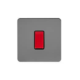 Soho Lighting Black Nickel Flat Plate 45A 1 Gang Double Pole Switch