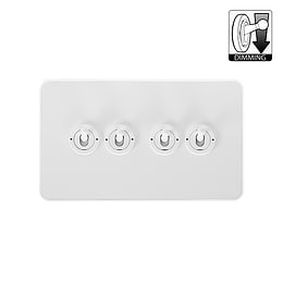 The Eldon Collection Flat Plate White Metal 4 Gang Dimming Toggle Switch