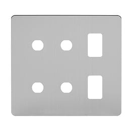 The Lombard Collection Brushed Chrome Flat Plate 6 Gang 2RM+4CM Dual Module Grid Switch Plate