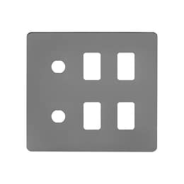 The Connaught Collection Black Nickel Flat Plate 6 Gang 4RM+2CM Dual Module Grid Switch Plate
