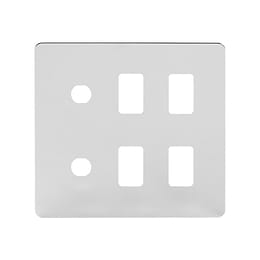 The Finsbury Collection Polished Chrome Flat Plate 6 Gang 4RM+2CM Dual Module Grid Switch Plate