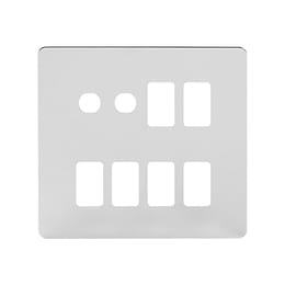 The Finsbury Collection Polished Chrome Flat Plate 8 Gang 4RM+4CM Dual Module Grid Switch Plate