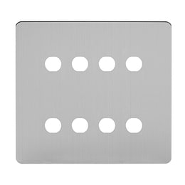 The Lombard Collection Brushed Chrome Flat Plate 8 Gang CM Circular Module Grid Switch Plate