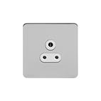 Soho Lighting Brushed Chrome Flat Plate 5 Amp Unswitched Socket Wht Ins Screwless