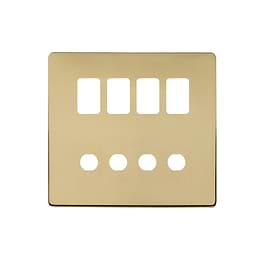 The Savoy Collection Brushed Brass 8 Gang 4RM+4CM Dual Module Grid Switch Plate