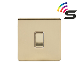 The Savoy Collection Brushed Brass 1 Gang 150W Smart Rocker Switch White Insert