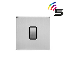 The Lombard Collection Brushed Chrome 1 Gang 150W Smart Rocker Switch Black Insert