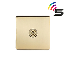 The Savoy Collection Brushed Brass 1 Gang 150W Smart Toggle Switch