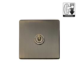 The Charterhouse Collection Aged Brass 1 Gang Dimming Toggle Switch