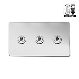 The Finsbury Collection Polished Chrome 3 Gang Dimming Toggle Switch