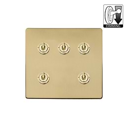 The Savoy Collection Brushed Brass 5 Gang Dimming Toggle Switch