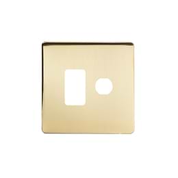 The Savoy Collection Brushed Brass 2 Gang 1RM+1CM Dual Module Grid Switch Plate