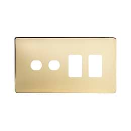 The Savoy Collection Brushed Brass 4 Gang 2RM+2CM Dual Module Grid Switch Plate